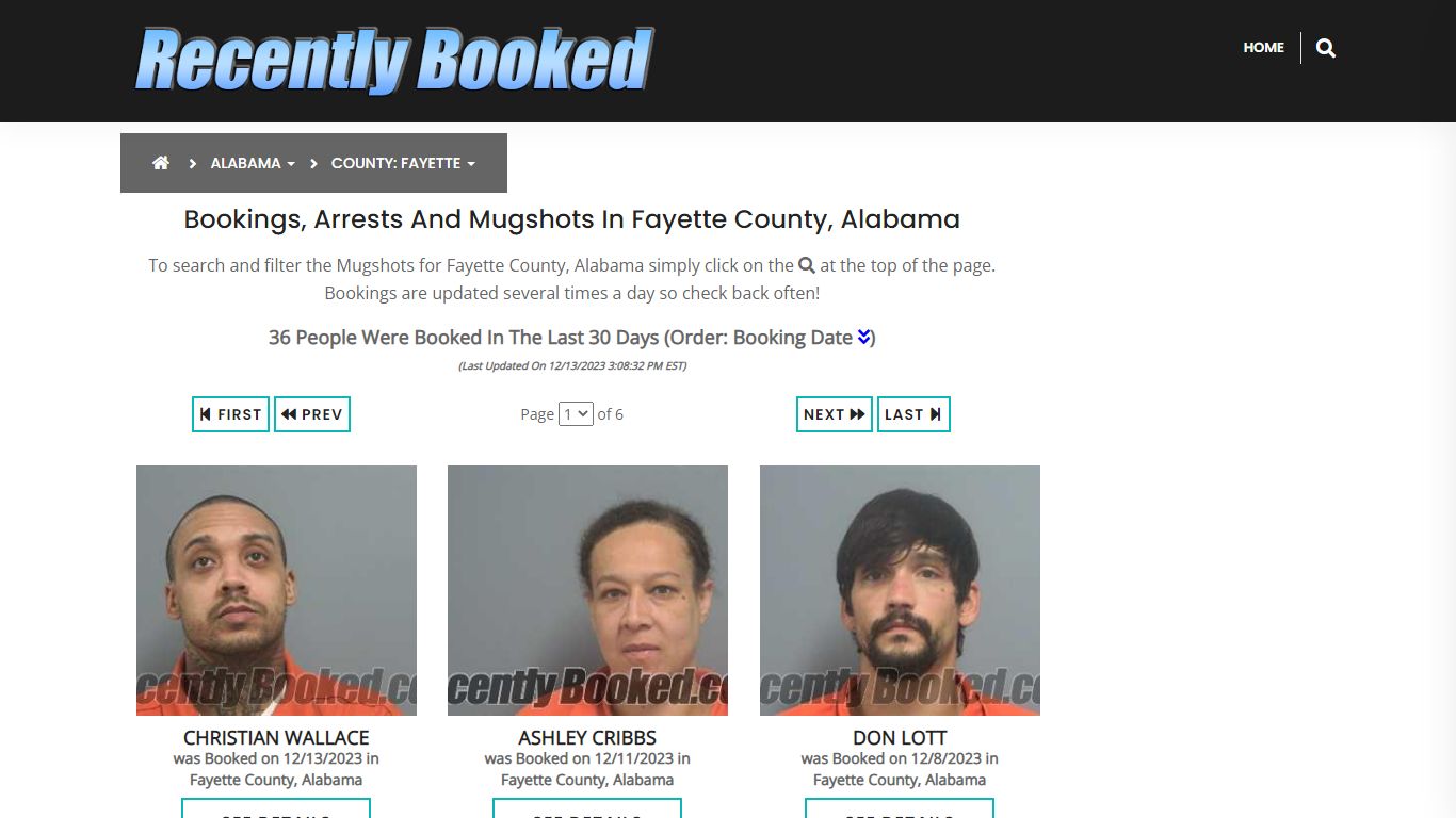 Recent bookings, Arrests, Mugshots in Fayette County, Alabama
